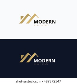 Modern home real estate logo template