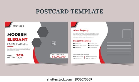 Modern Home for sale postcard, real estate Postcard template