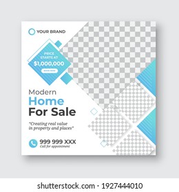 Modern home sale real estate social media post template