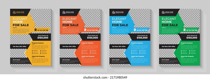 Modern Home Sale Real Estate Flyer, Real Estate Flyer Design, Real Estate Dream Home Construction Business Flyer, Creative and clean real estate flyer