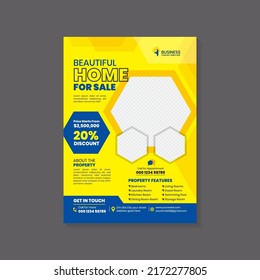 Modern home for sale real estate flyer template Premium Vector