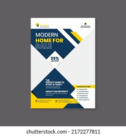 Modern home for sale real estate flyer template Premium Vector