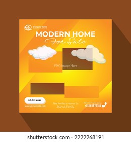 Modern Home For Sale Real Estate Social Media Post Design, Construction Social Media Post Banner Design Template