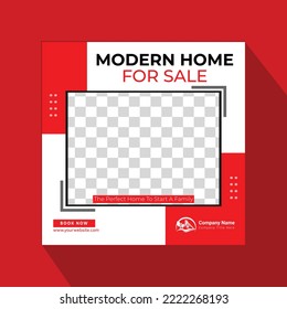 Modern Home For Sale Real Estate Social Media Post Design, Construction Social Media Post Banner Design Template