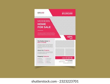 Modern home for sale real estate  flyer design template with vector
