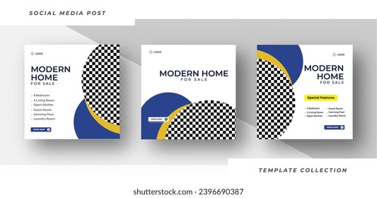 Modern Home for sale Real Estate Editable Posting Template Social Media Banner.