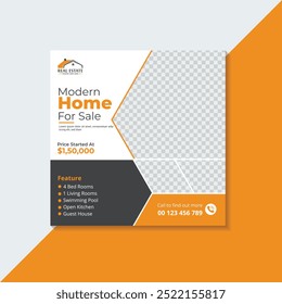 Casa moderna para venda Imóveis Social Media Post Banner Template, Social Media Banner Post template, design de modelo de banner imobiliário de luxo.