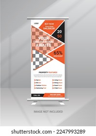Modern Home For Sale Roll up Banner Stand template for Real Estate Agency
