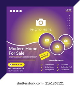 Modern home for sale social media post