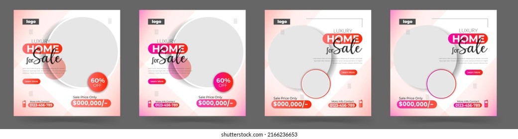 Modern home sale social media post or real estate ad banner design