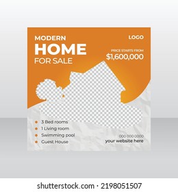 Modern home for sale social media post design with promotion layouts construction professional square web banner template