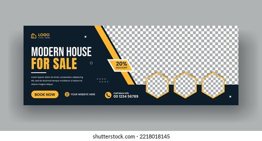 Modern Home for Sale social media cover banner template and Horizontal web banner design