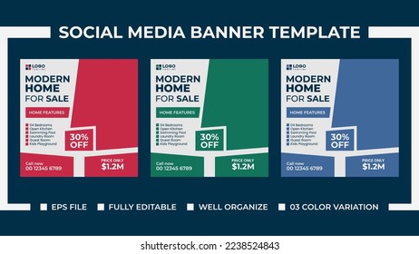 Modern Home Sale Social Media ads Banner Template