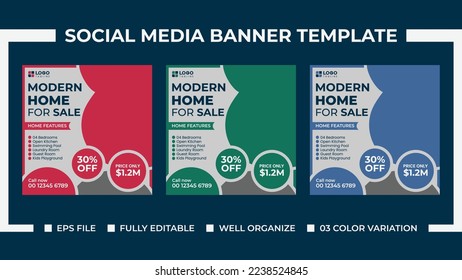 Modern Home Sale Social Media ads Banner Template