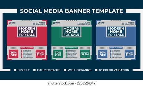 Modern Home Sale Social Media ads Banner Template