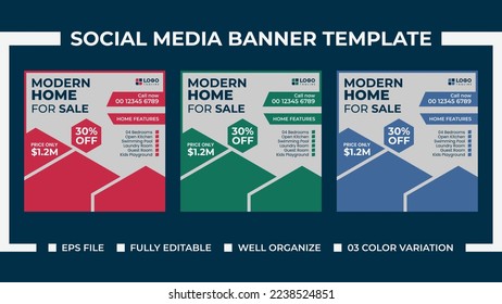 Modern Home Sale Social Media ads Banner Template