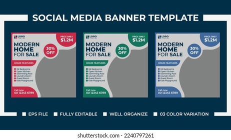 Modern Home Sale Social Media ads Banner Template