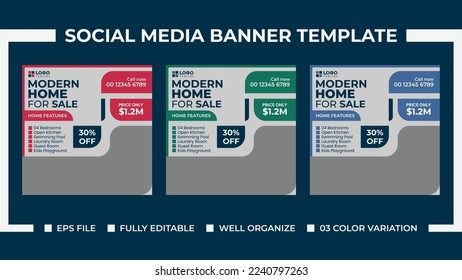 Modern Home Sale Social Media ads Banner Template