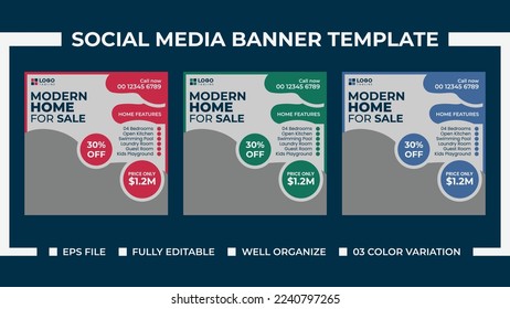 Modern Home Sale Social Media ads Banner Template