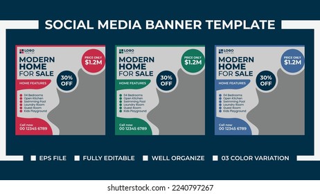 Modern Home Sale Social Media ads Banner Template