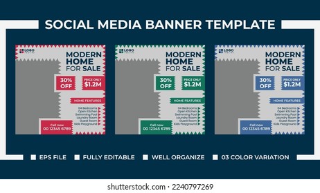 Modern Home Sale Social Media ads Banner Template