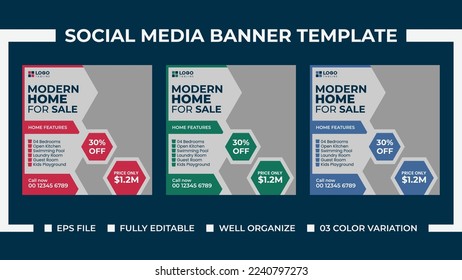 Modern Home Sale Social Media ads Banner Template