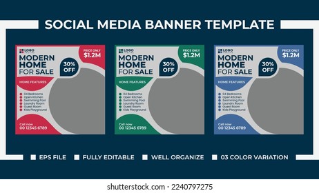 Modern Home Sale Social Media ads Banner Template