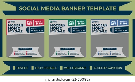 Modern Home Sale Social Media Ads Banner Template