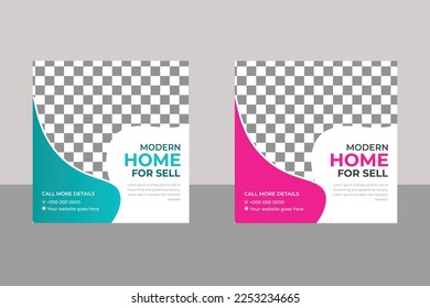 Modern Home Sale Social Media Post, Square Flyer template for Growing Business with Social Media Suitable for Real Estate Agency