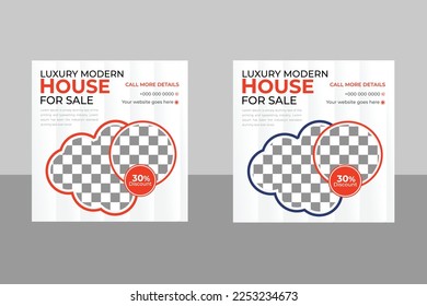 Modern Home Sale Social Media Post, Square Flyer template for Growing Business with Social Media Suitable for Real Estate Agency