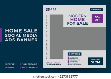 Modern Home Sale Social Media Ads Banner Template