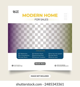 Modern home selling business template. Minimalist real estate business promotion web banner. modern Home for selling social media post. Real estate house property facebook and Instagram post.