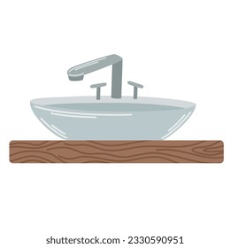 El lavabo Hogar moderno. Mobiliario para el aseo, baño y cocina. Ilustración vectorial en estilo plano aislado en fondo blanco