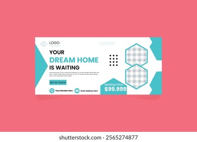 Modern home social media cover design template for advertisement  social media cover with picture area.