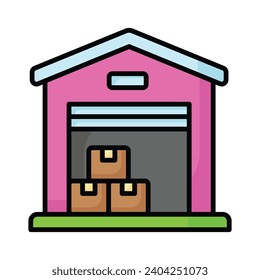 Un hogar moderno con algunos paquetes dentro, conceptualizando el icono de un almacén