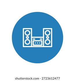 Icono de sistema estéreo moderno para entretenimiento de música de audio y tecnología de sonido.