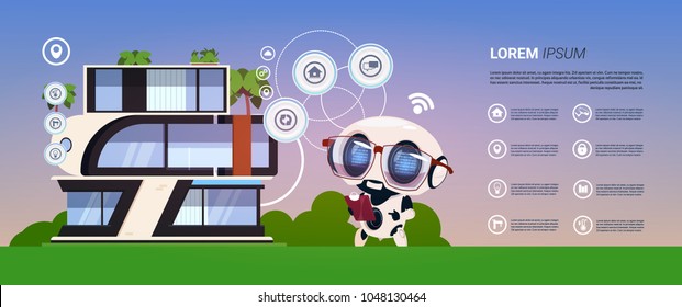 Modern Home System Of Robotic Control Smart Home Administration Technology Infographic Background