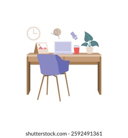 Modern Home Workspace Vector Illustration