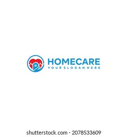 modern HOMECARE heart building hand logo design