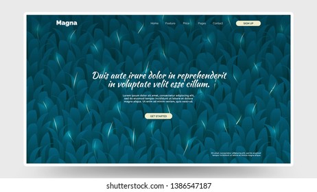 Modern homepage design. Landing page. Lawn background. Petals texture with gold elements. Eps10 vector.