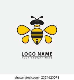 modern honey bee business industry logo icon. Abstract vector graphics simple elegant flat illustration style.