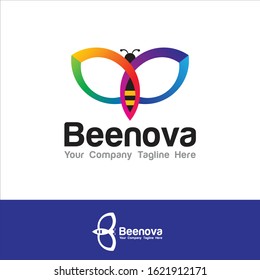 Modern Honey Bee logo design in Minimalist illustration