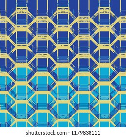 Modern honeycomb, lines, linear style vector pattern for handkerchief, tablecloth, head cover, shawl, curtain, carpet, rug
