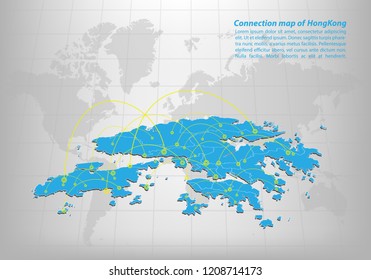 Modern of hong Kong Map connections network design, Best Internet Concept of hong Kong map business from concepts series, map point and line composition. Infographic map. Vector Illustration.