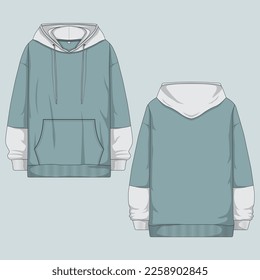 Modern hoodie jacket template front and back view. Vector illustration