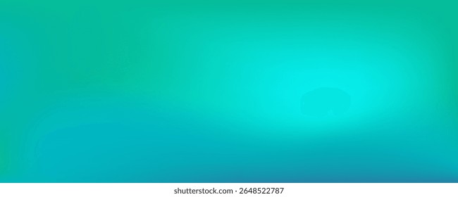 Modern horizontal backdrop in blue green colors. Aesthetic aqua marine gradient wallpaper with blurry effect.