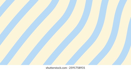 Modern horizontal background with colorful waves. Trendy vector illustration in style retro 60s 70s. Pastel colors abstract modern