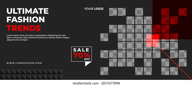 Modern horizontal banner design with place for the photo. Usable for cover, banner, and header.