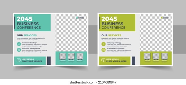 Modern horizontal business conference flyer template. Horizontal Conference flyer design template. Women Leadership Conference Flyer Design , Business or Corporate Conference Flyer Design