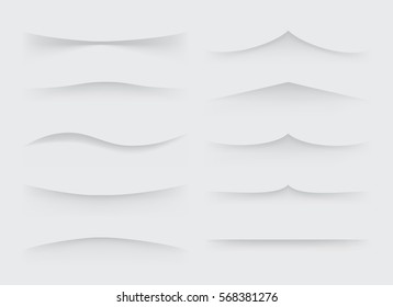 Modern horizontal crooked volume folds template for internet site menu. 3d curvy form title tape on light backdrop with space for note inscription